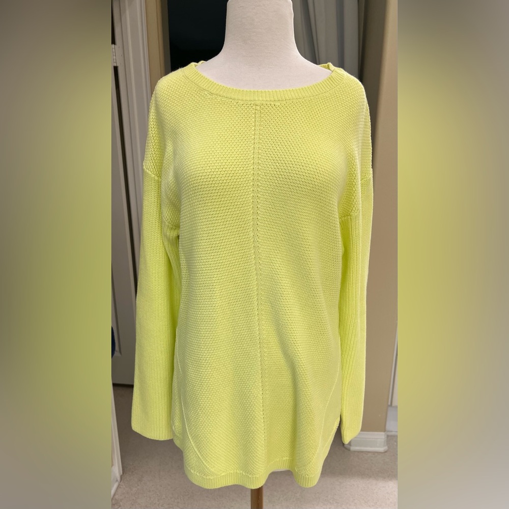 Talbots Solid Citrus Honey Shaker Stitch Sweater size Large